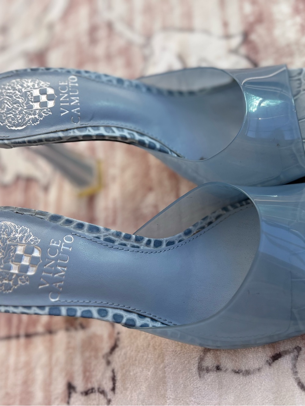 Vince Camuto Blue Transparent Slide Heels